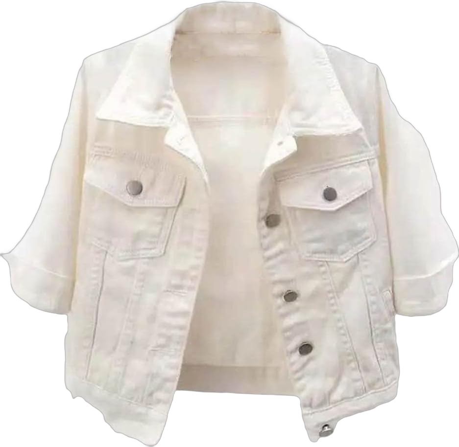 Korean Version Denim Cotton Solid Basic Loose Three Quarter Single Breasted Women's Jacket Short Coat XX-Large White