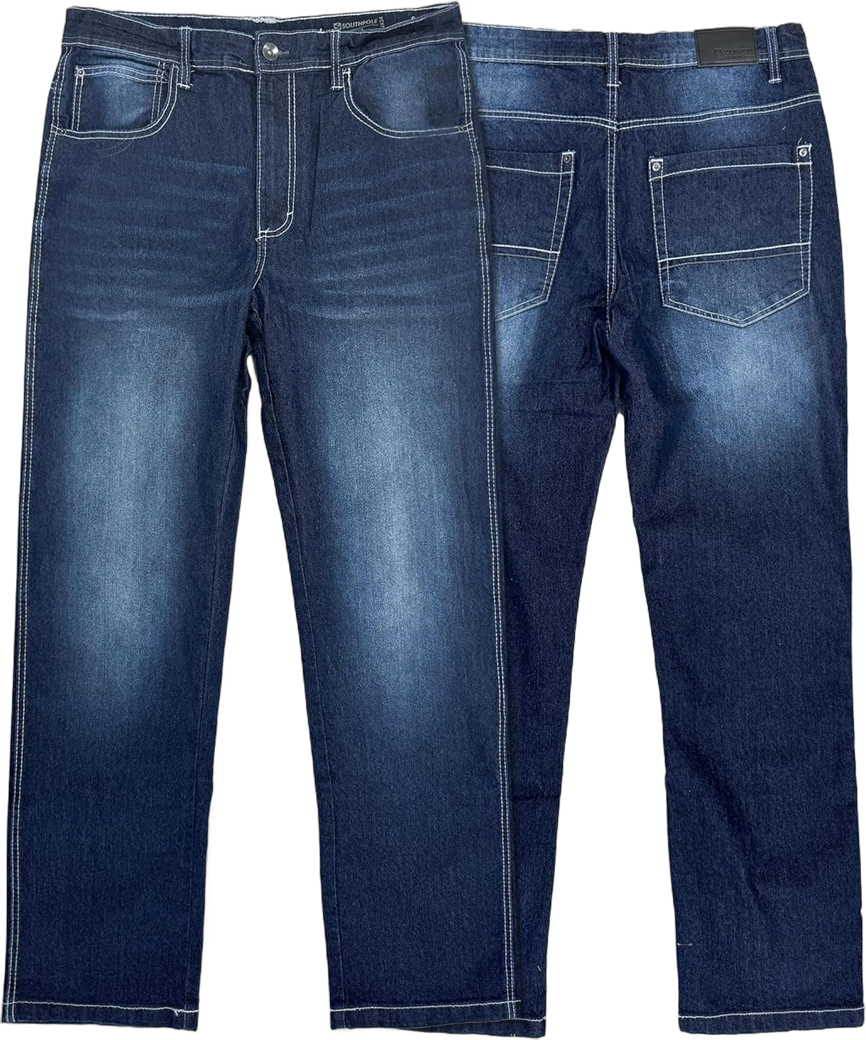 Southpole Men's Mid Rise Stretchable Straight Relaxed Fit Cross Hatch Denim Pants 32W x 32L Dark Sand