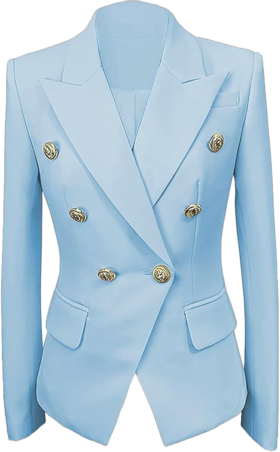 Womens Casual Blazers Long Sleeve Lapel Button Suit Jackets Slim Fit Work Office Blazer Jacket for Women 20 Light Blue