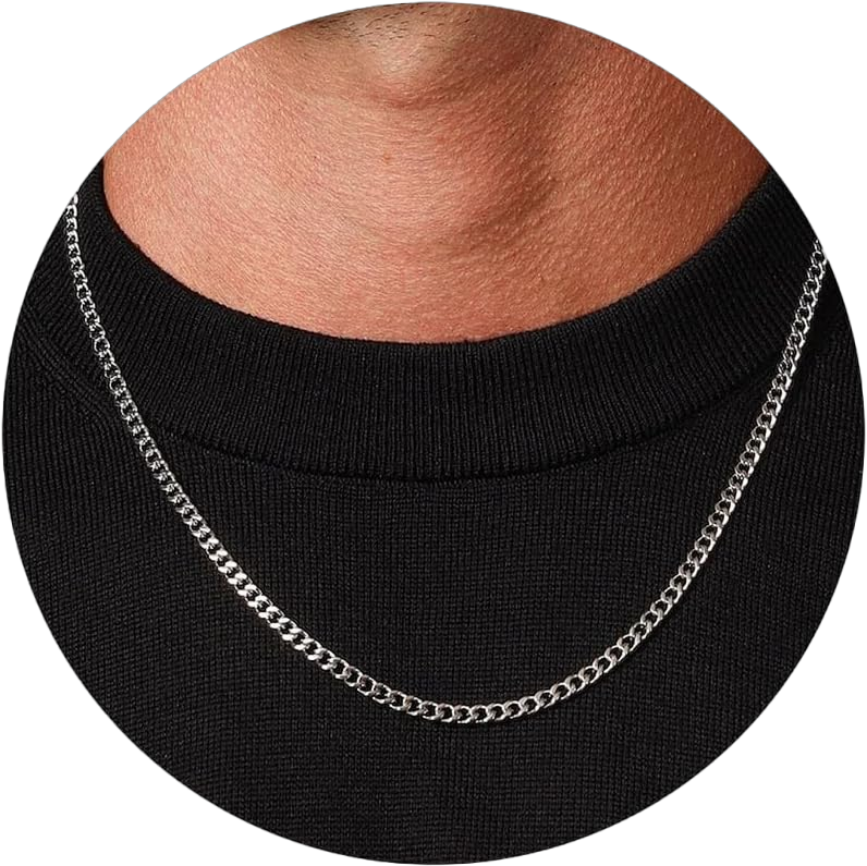 Silver Cuban Link Chain Necklace for Men Stainless Steel Chains for Men Women Miami Tone Diamond Cut Chain Necklaces Accessories Jewelry 4/6/10mm 18/20/22/24/26 Inch