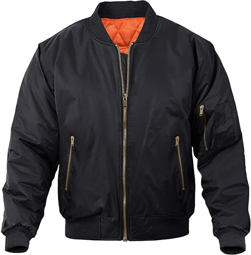 MAGNIVIT Men's Bomber Jacket Casual Fall Winter Military Jacket and Coats Outwear Medium Black