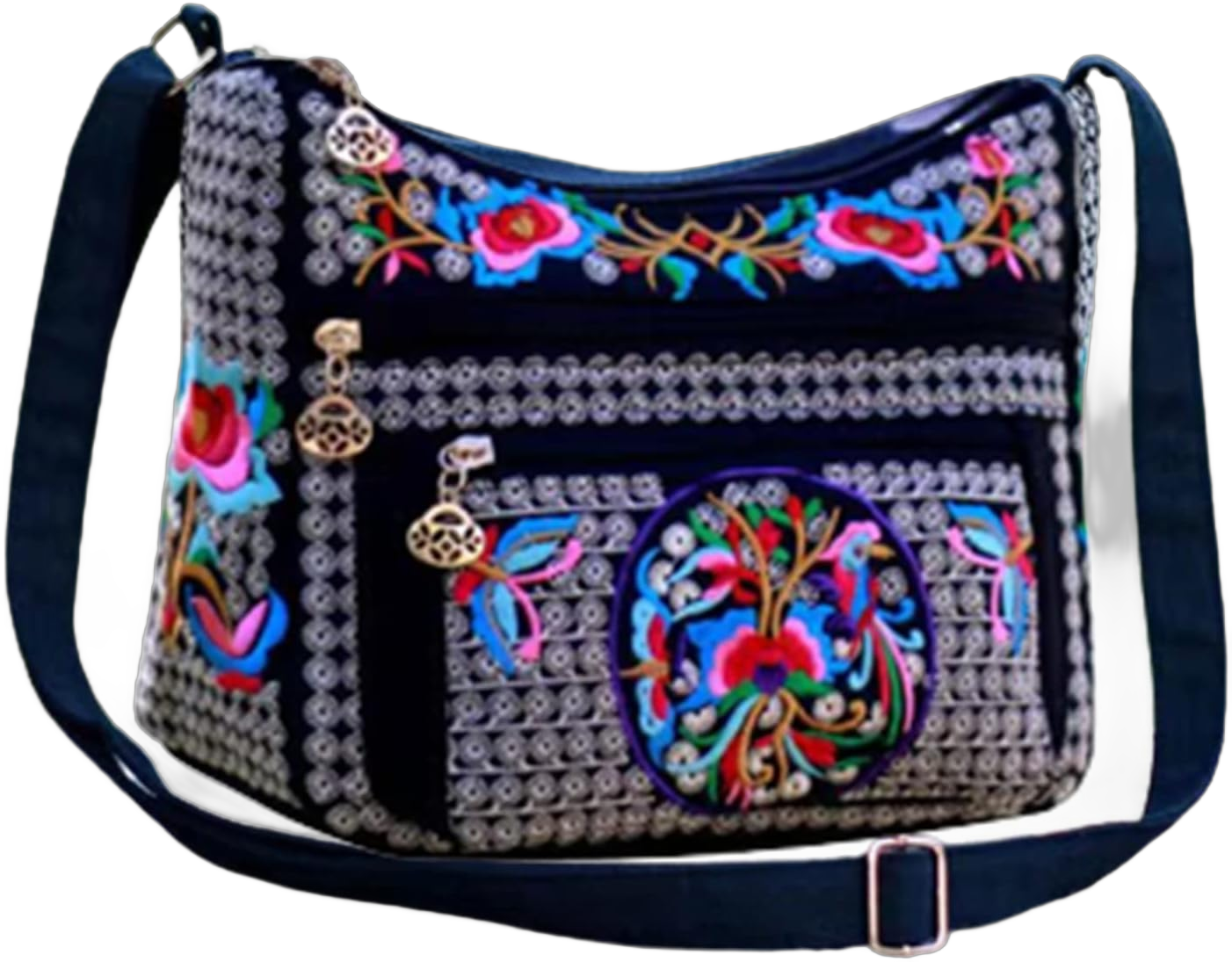 Hobo Crossbody Bag for women, Vintage Ethnic Tribal Embroidered Boho Hippie Tote Handbags Shoulder Purse