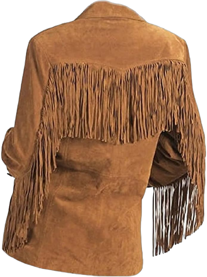 Classyak Women's Fashion Stylish Suede Leather Fringed Jacket 5X-Large Suede Leather Brown