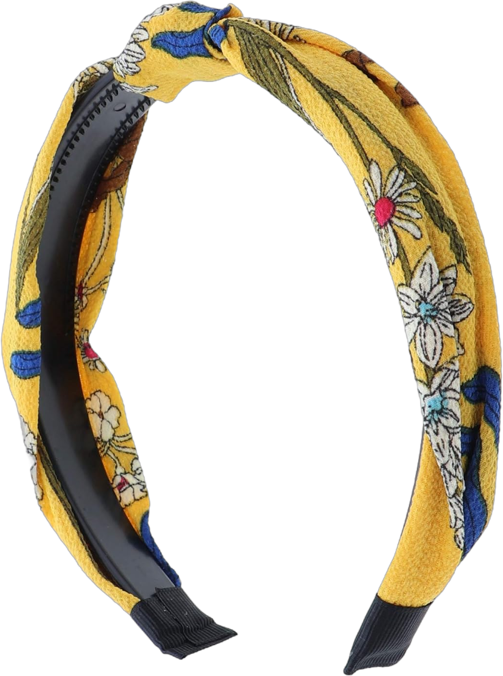 Turban Knot Headband with Printed Flowers for Women and Girls-Yellow Yellow Flower