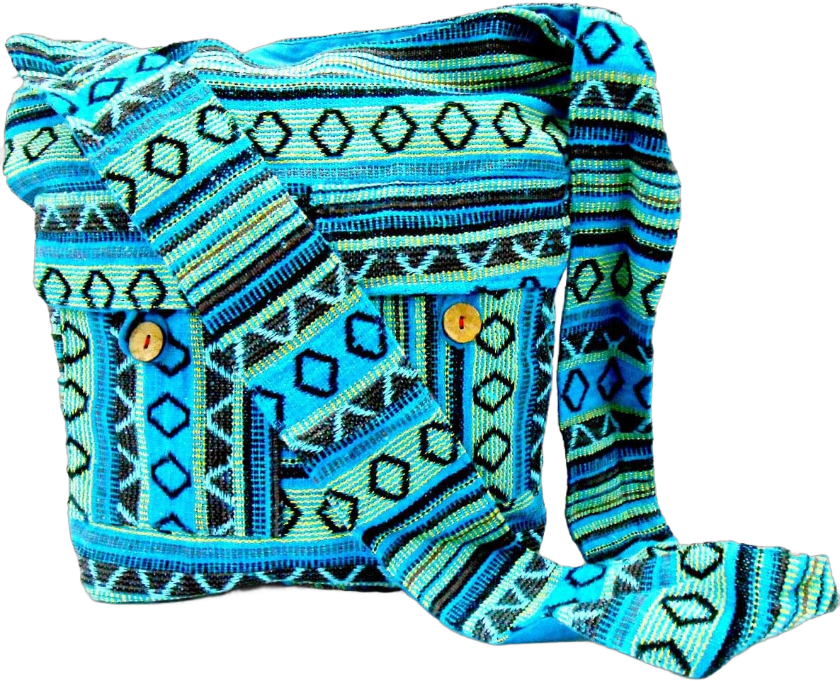 Multi Color Cotton Woven Handmade Crossbody Boho Hippie Women Shoulder sling Bag Blue & Green