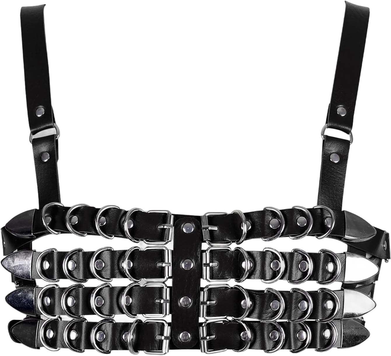 Womens Leather Full Cage Body Harness Tops Hollow Out Lingerie Punk Gothic Halloween Rave Clothing Black