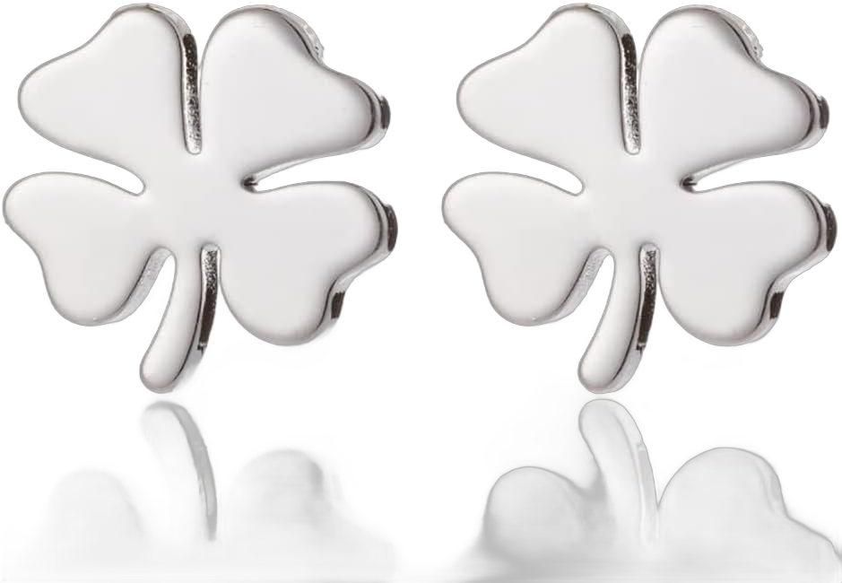 Minimalist Four Leaf Clover Stainless Steel Tiny Stud Earrings for Women Teen Girls Cartilage Pierced Studs Earring Lovely Good Lucky Jewelry Gifts Birthday Silver