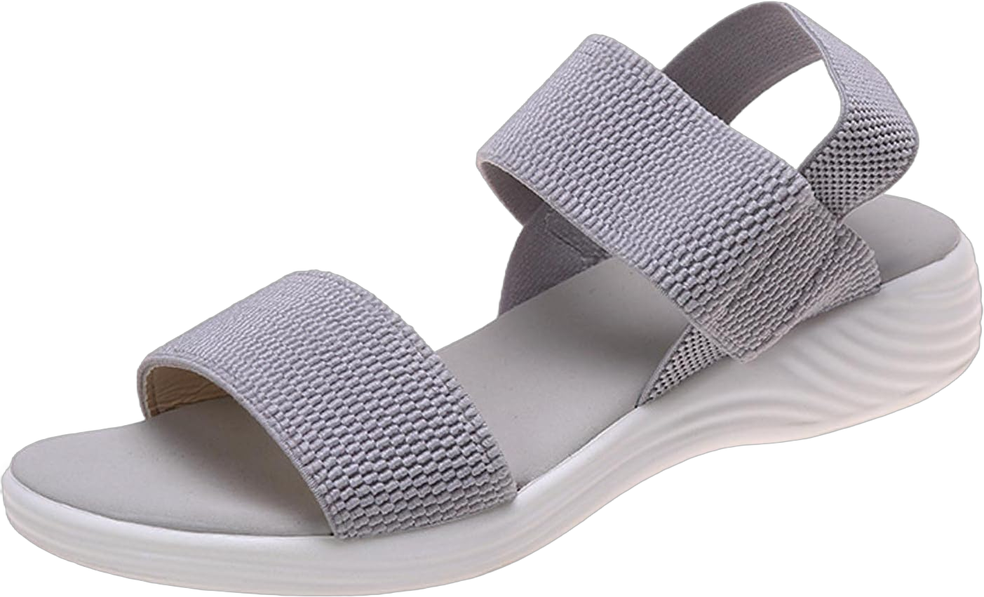 oiangi Lightweight Flat Sandals for Women Summer Fashion Casual Open Toe Slip On Slipper Solid Comfortable Breathable Outdoor Ladies Shoes 6 Grey