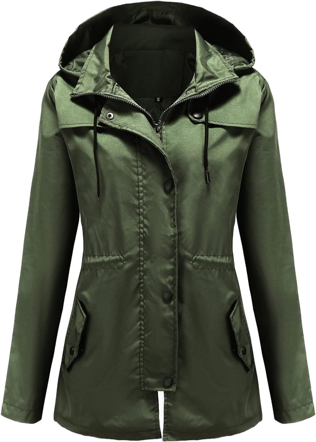 DOSLAVIDA Women's Rain Jacket Waterproof Hooded Windbreaker Lightweight Trench Coat Active Outdoor Raincoat With Hood Large Olive Green