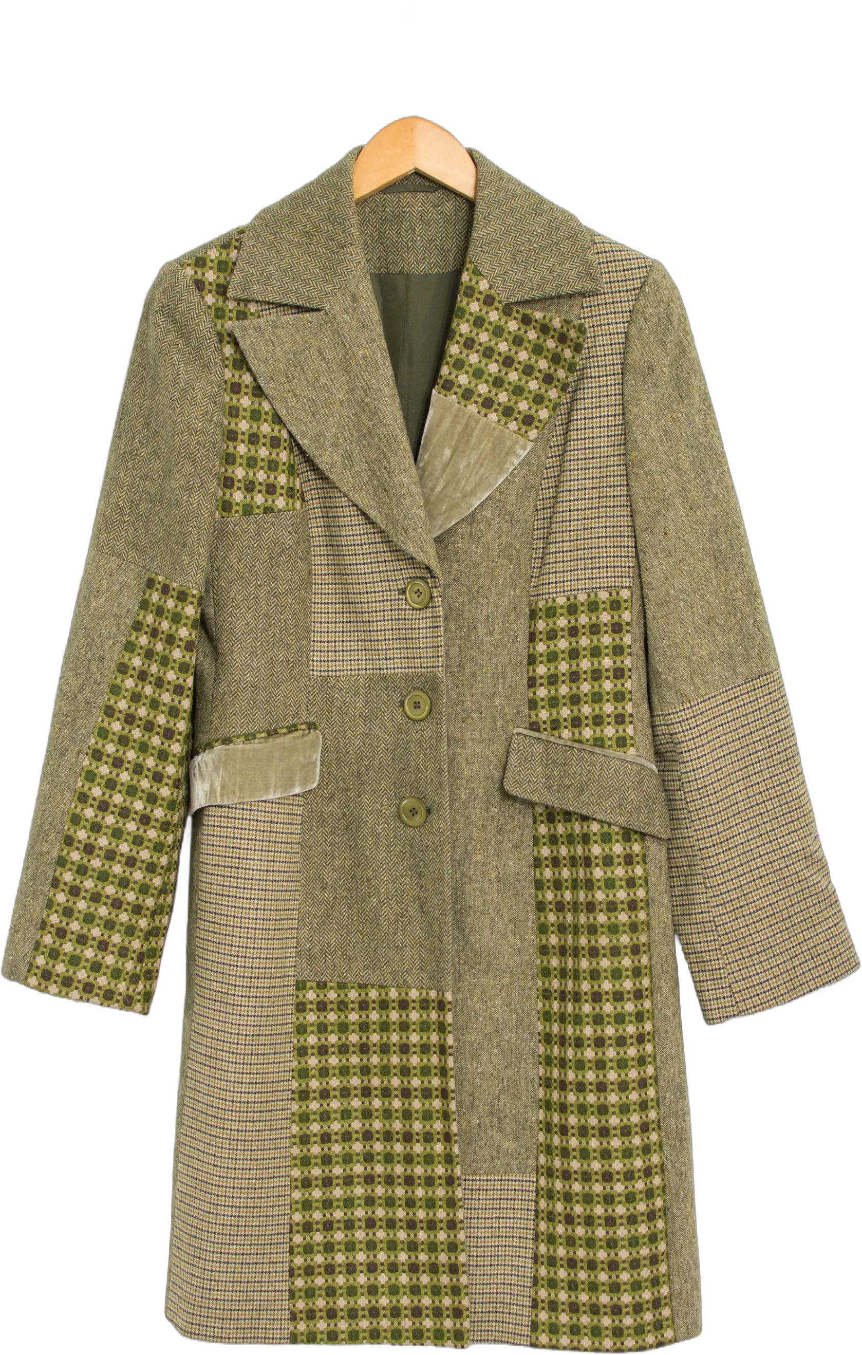 Patchwork jacket wool coat Vintage fitted women size M/L