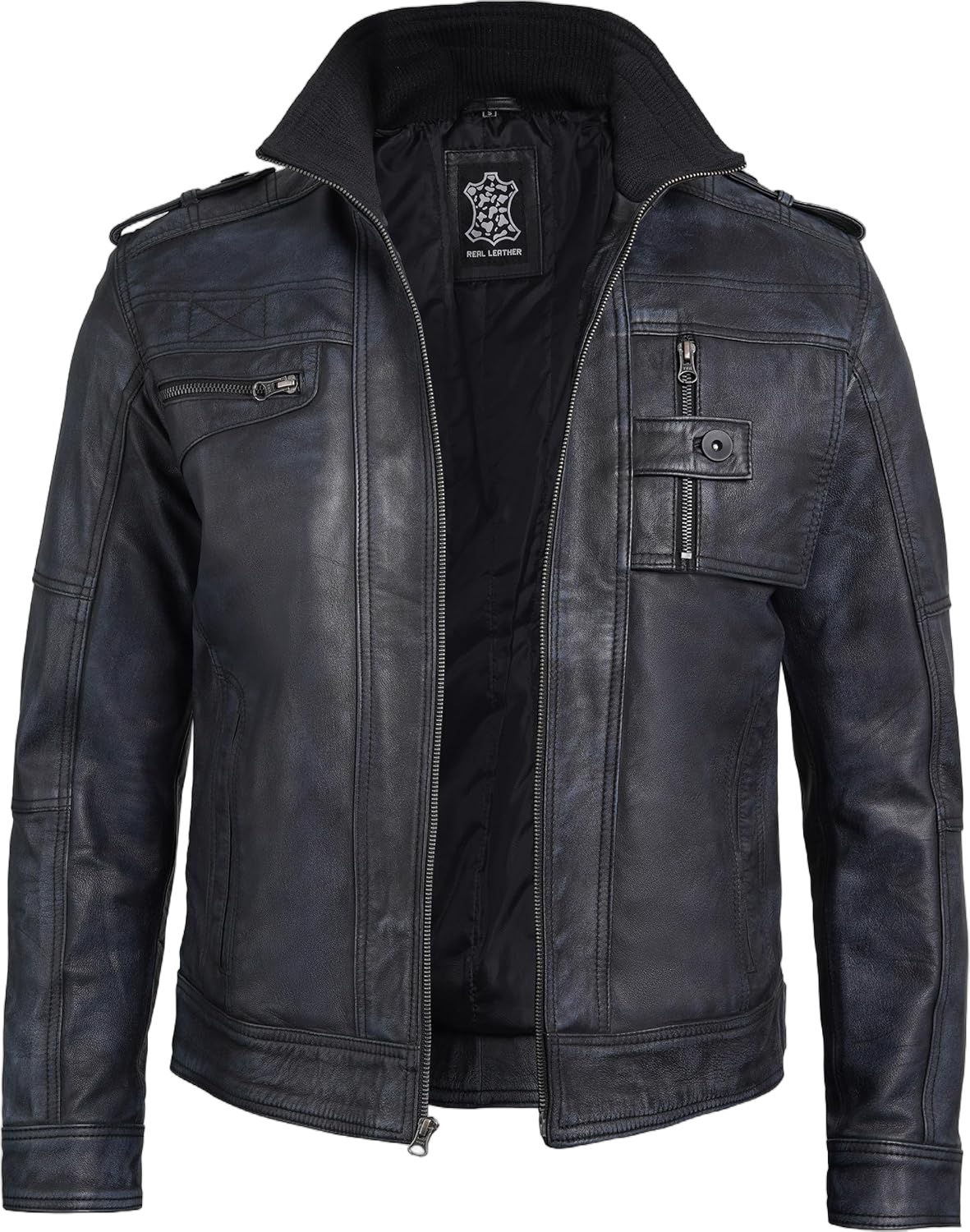 fjackets Cafe Racer Real Leather Jackets for Men - Timeless Style & Unmatched Craftsmanship XX-Large Tavares - Distressed Black