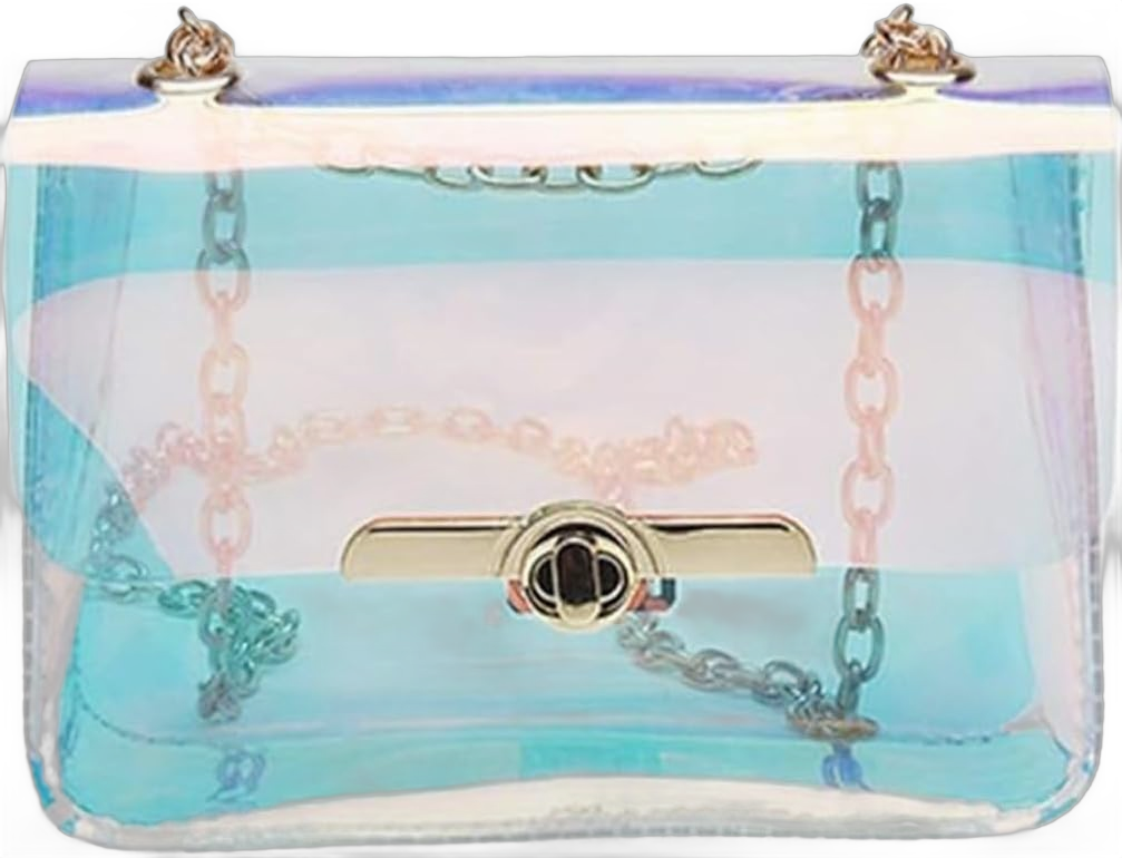 Small Holographic Purses for Women and Girls, Iridescent Purse PVC Clear Purse Shoulder Bag Crossbody Purse