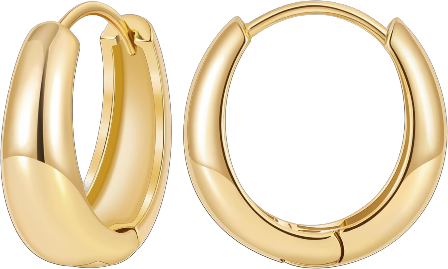 micuco Gold Hoop Earrings for Women, 18K Real Gold Plated Lightweight Chunky Gold Hoops, Hollow Thick Gold Hoop Earrings 19mm