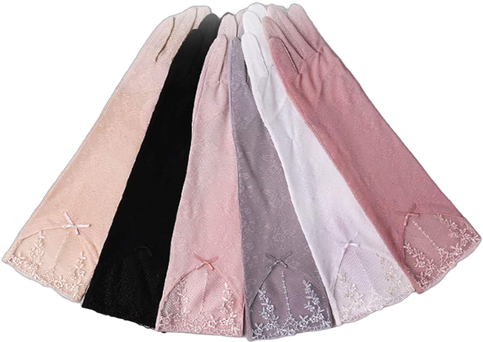 Women's Summer UV Protection Lace Elbow Long Touchscreen Gloves White