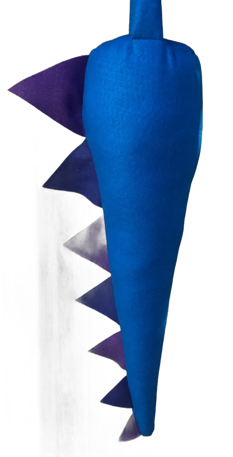 Plush Blue Water Dragon/Dinosaur Costume Tail with 7 Purple and Royal Blue Spikes, dino tail, cosplay tail, dragon tail, party favor