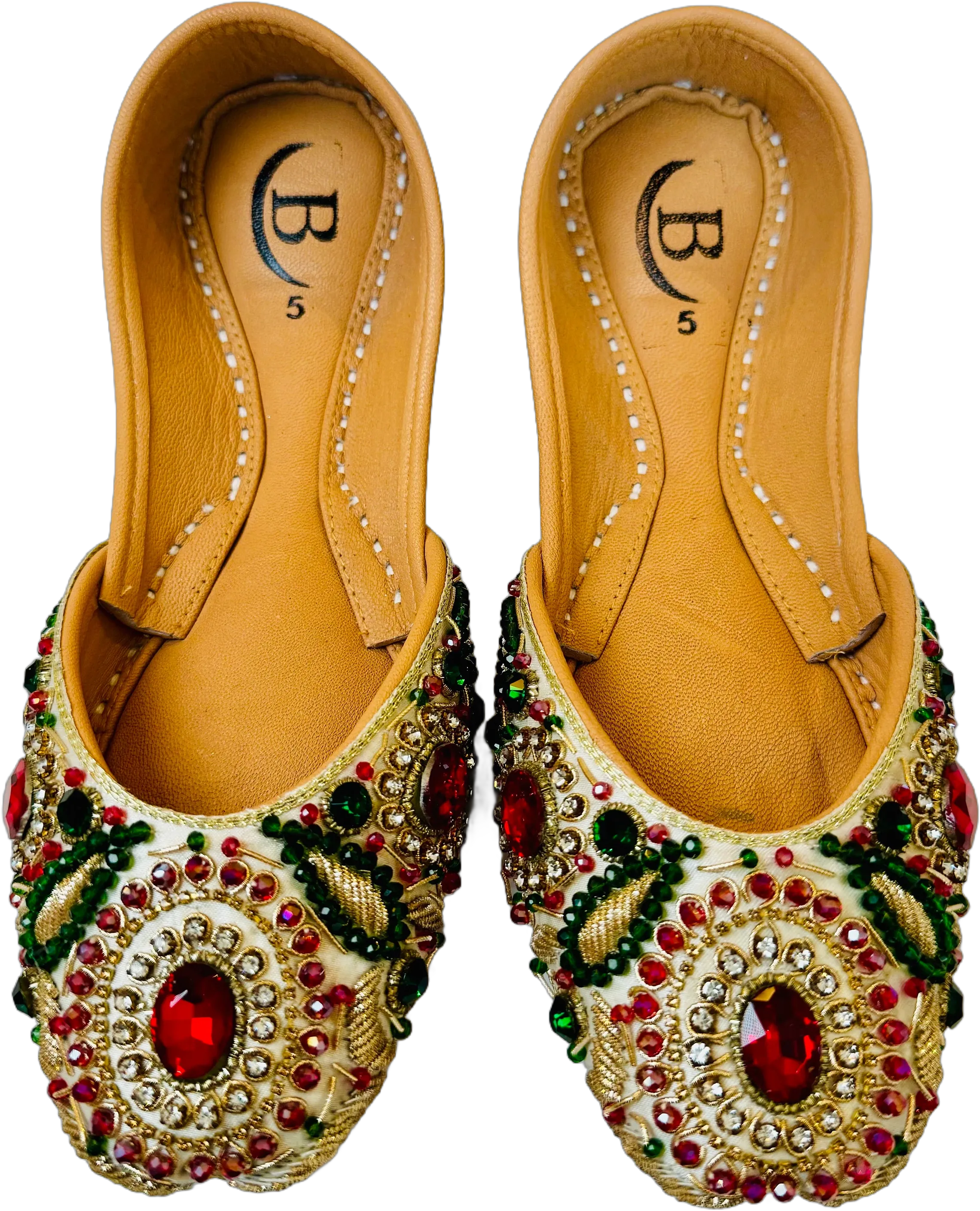 Traditional womens Handcrafted multi  Embellished Indian/ Punjabi Jutti / Khussa / Mojri Flat Wedding/ Party/ Mendi/ Shoes Footwear B6