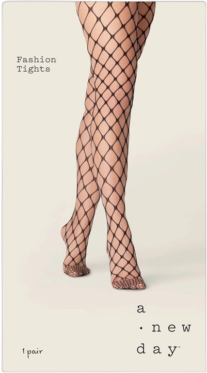 Women&#39;s Open Fishnet Tights - A New Day&#8482; Black L/XL