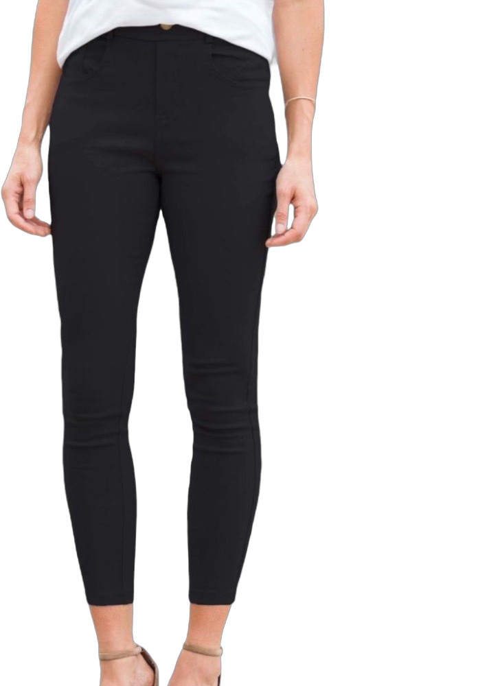 Amaryllis Women's High-Waisted Skinny Pants Stretch Fit Pull On Design-2X, Black