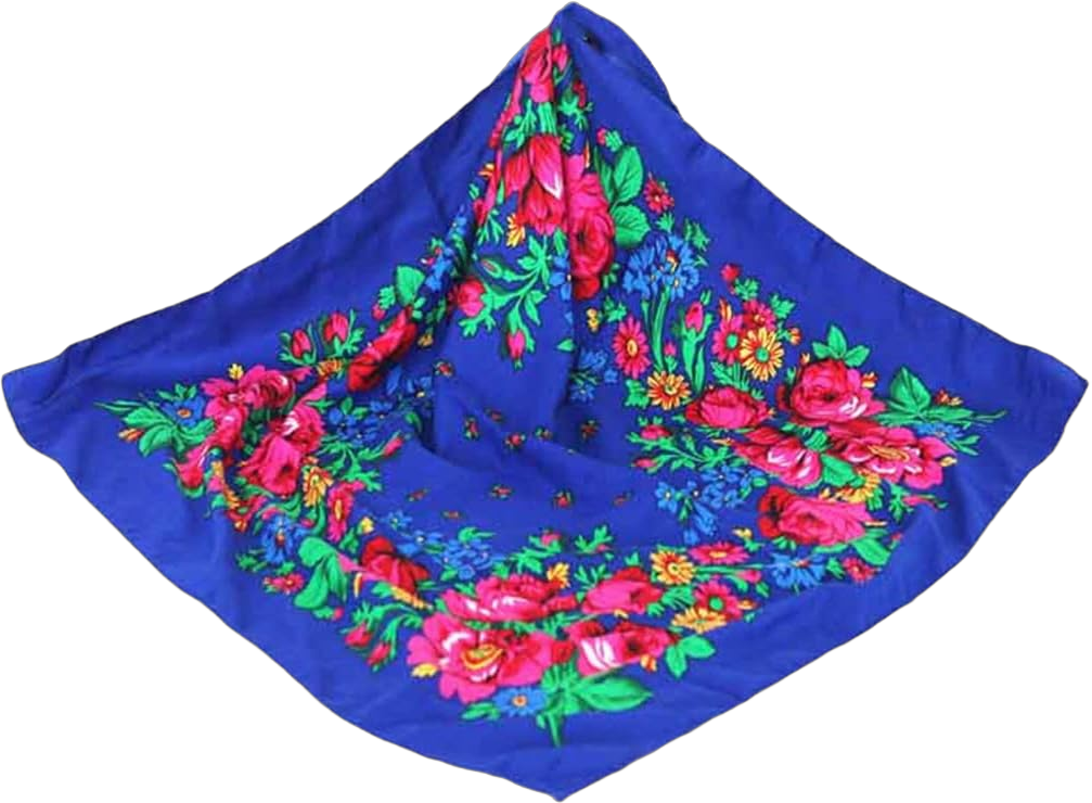 Russian Floral Scarf Flower Handkerchief Ethnic Printed Shawl Women Hijab Scarf Headband Scarf Bandana