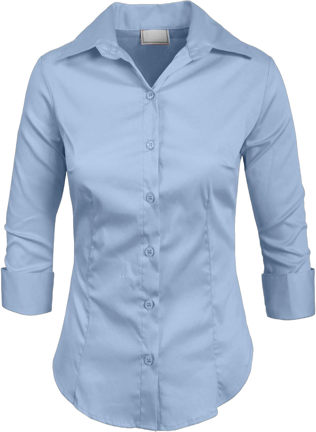 NE PEOPLE Button Down Shirt - Women's 3/4 Sleeve Roll Up Stretch Collar Office Work Formal Casual Basic Blouse Top (S-6XL) Blue 6X-Large