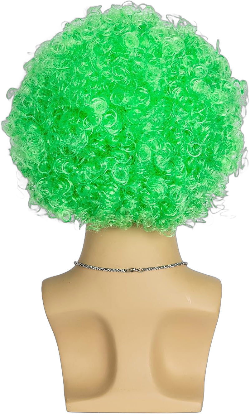 Short Afro Wig for Women Men Kinky Curly 70s 80s cosplay Disco Wig Halloween Hippie Synthetic Clown Wigs(Green) green