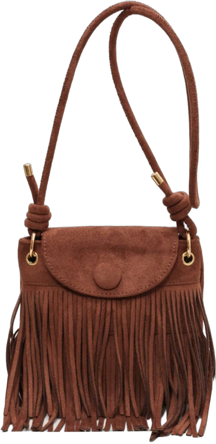 Small Hobo Fringe Hippie Crossbody Bag for Women Faux Suede Shoulder Bag Hobo Tassel Messenger Bag Boho Purse (Brown) Caffee