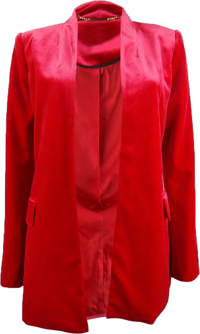 Calvin Klein Women's Long Velvet Blazer (14, Red)