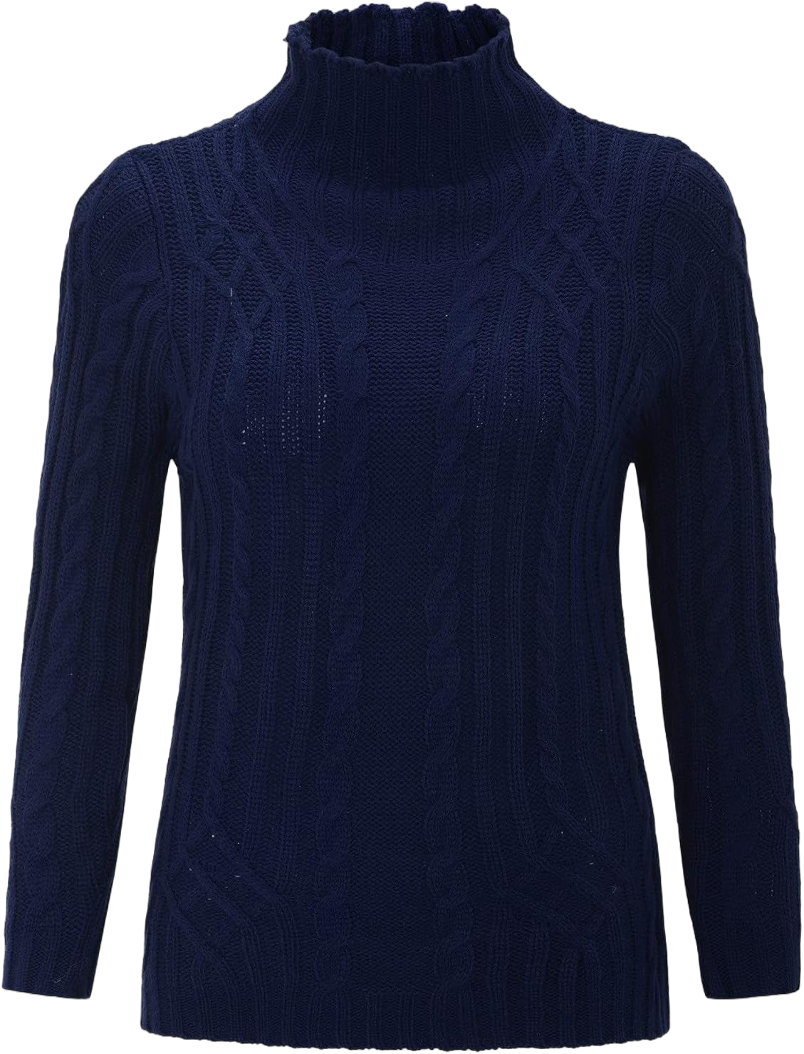 LCMTWX Oversized Sweater for Women Turtleneck Long Sleeved Knitted Sweater Round Neck Striped Women's Oversized Sweaters Blue Medium