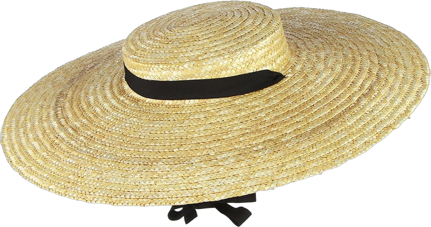 Boater Straw Hat Women, Wide Brim Straw Hats for Women, UV Protection Breathable Boater Hat Boater Hat Women with Adjustable Chin Strap Summer Beach Woven Straw Hat for Gift