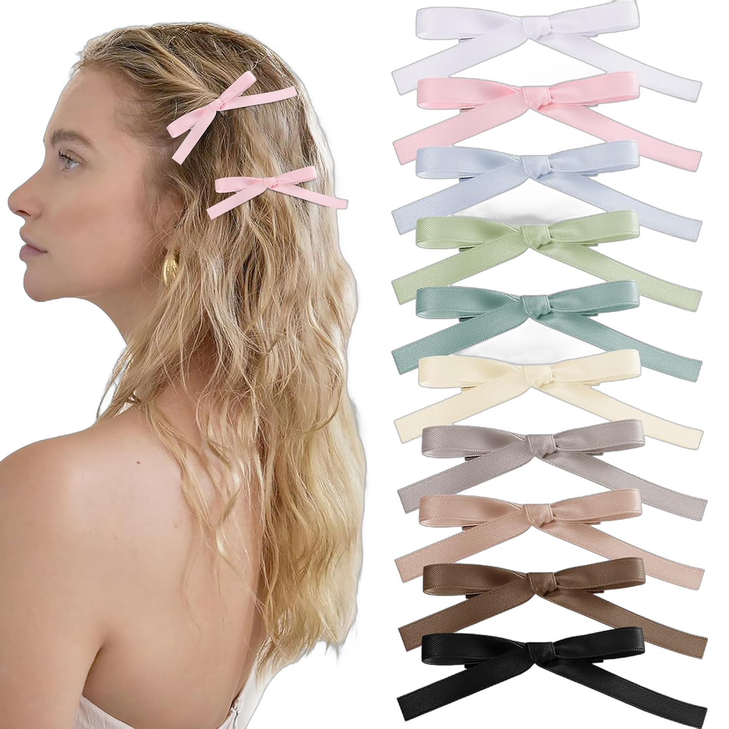 20 PCS Hair Accessories Set - Bows, Barrettes, Claw Clips for Thick/Thin Hair, Bowknots for Women, Girls, Toddlers, Kids - Ideal Christmas Gifts