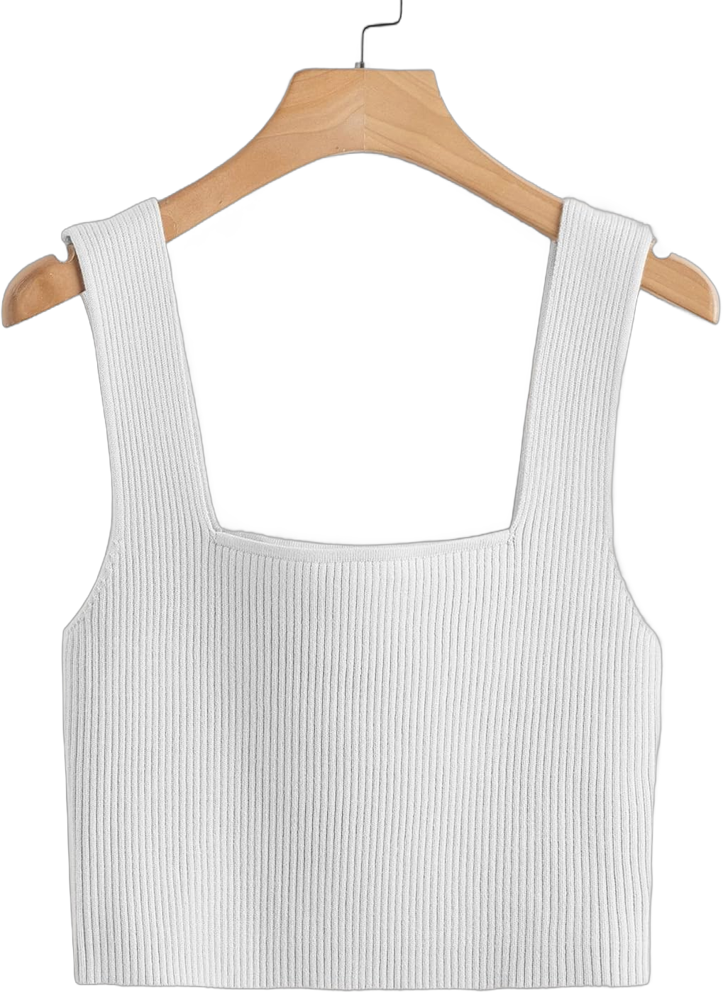 Verdusa Women's Square Neck Sleeveless Solid Ribbed Knit Crop Top Tank Small White