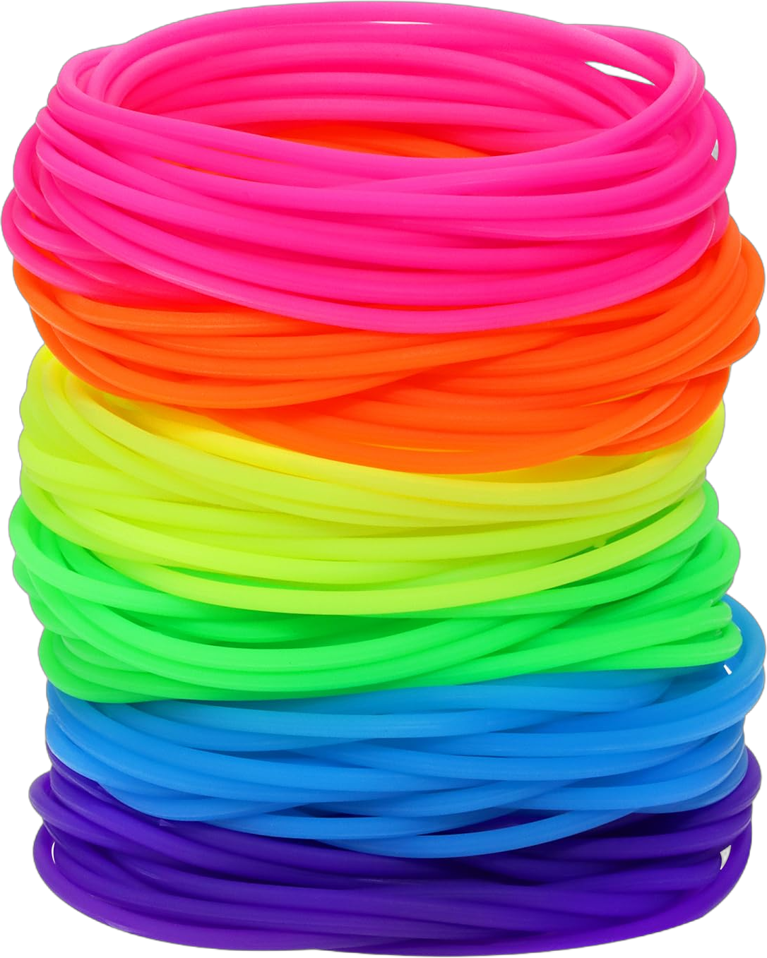 Penta Angel Silicone Jelly Hair Tie Bracelet Penta Angel 120Pcs Adult Size Retro Solid Neon 80s Style Costume Wrist Band Elastics for Men Women Party Favors (120)