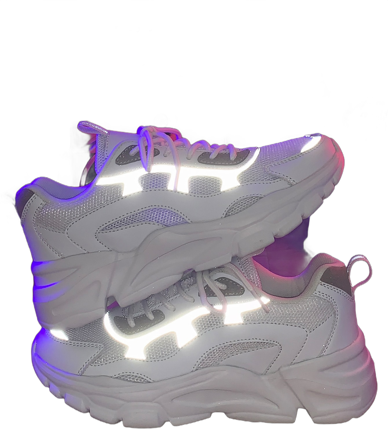 Men Reflective Detail Lace-Up Front Chunky Sneakers, Fashion Match Leggings Sporty Outdoor Sneakers