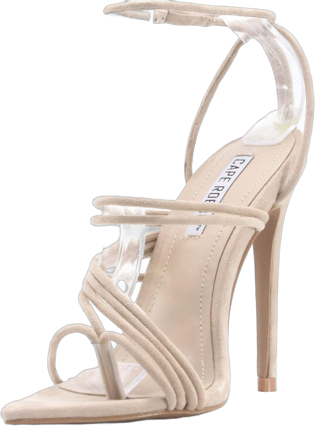 Cape Robbin Marshmallow Sexy Stiletto High Heels for Women, Strappy Pointed Open Toe Shoes Heels 8 Nude