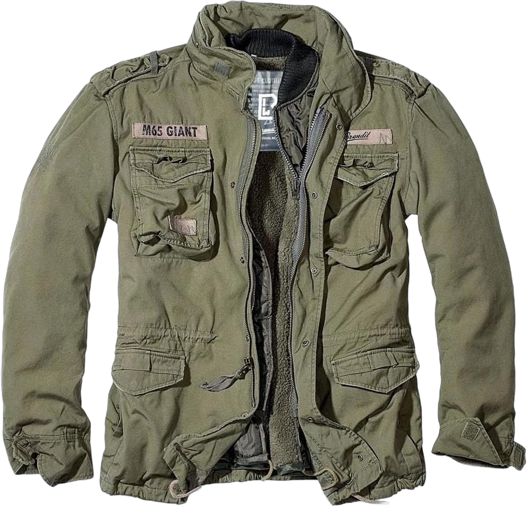 Brandit Individual Wear Men's M-65 Premium All-Season Everyday Outdoor Field Jacket with Removable Lining & Concealed Hood Medium Olive