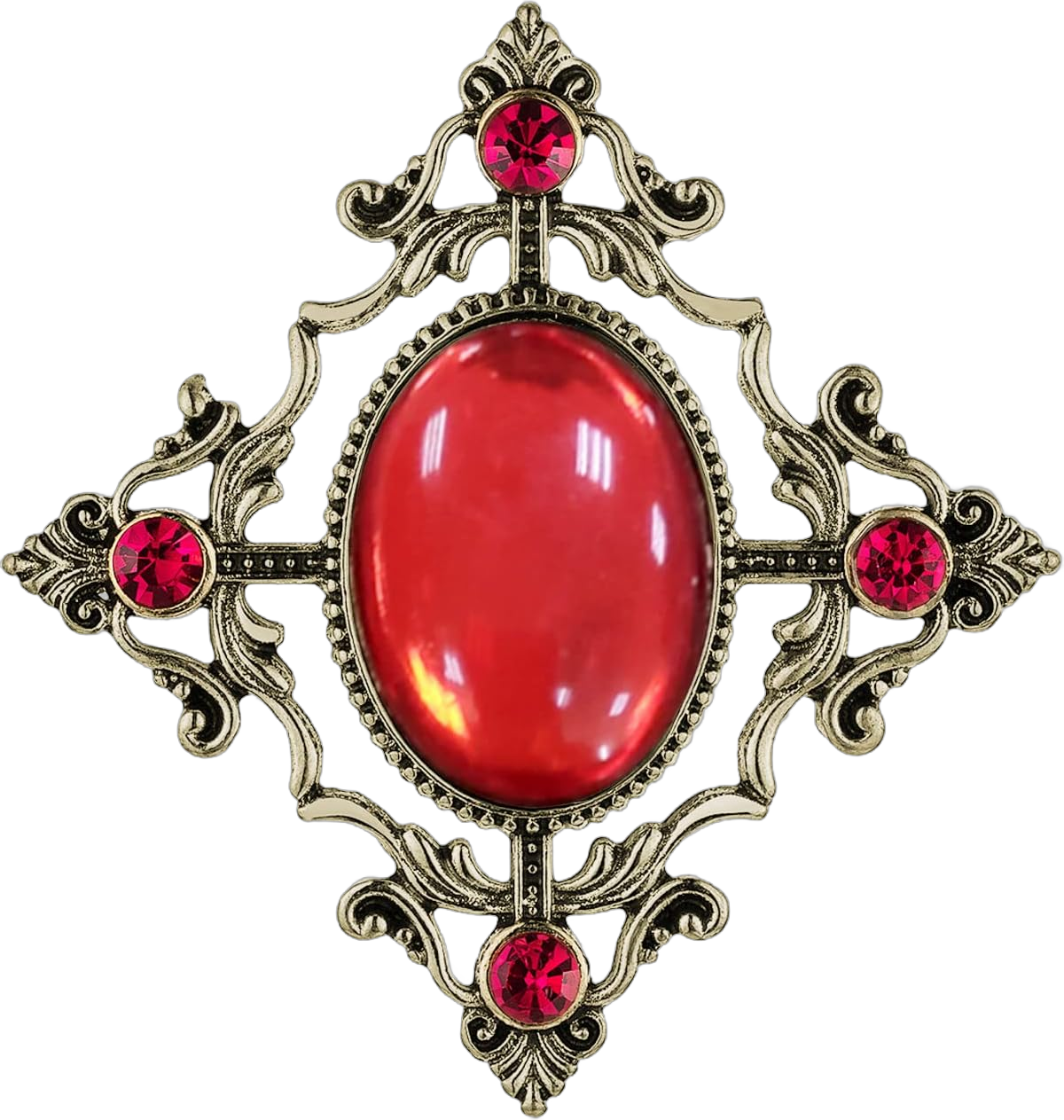 Halloween Vintage Geometric Shape Brooches for Women Clothes Pins Party Favors Victorian Cameo Pin Red Oval Resin Rhinestone Brooches Costume Jewelry for Women B19A