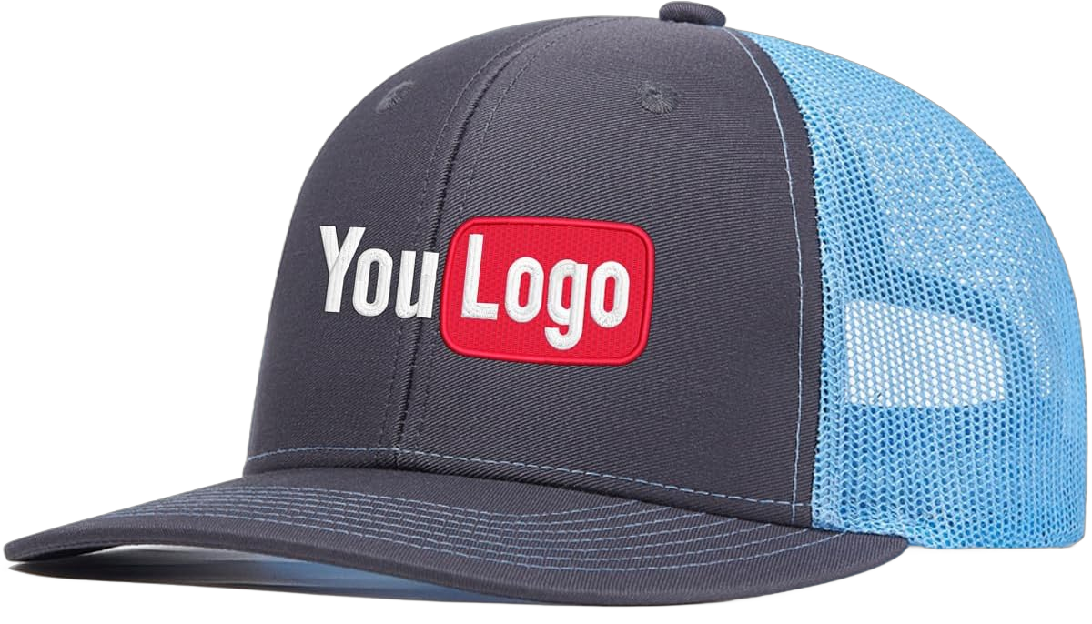 Embroidery Custom Logo Trucker Hats for Men Adjustable Snapback Mesh Cap Outdoors Baseball Cap Grey-light-blue