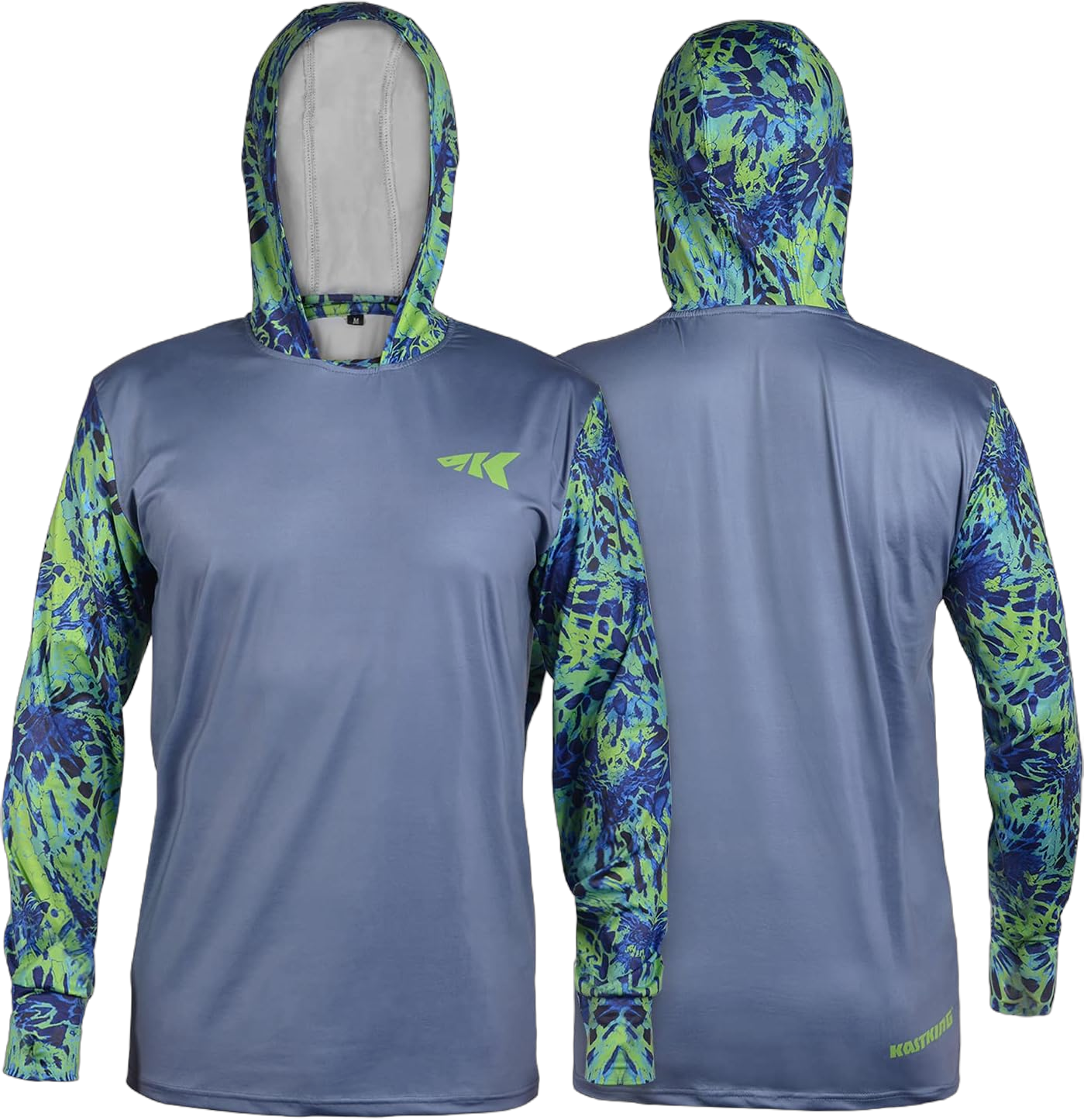 KastKing UPF 50 Fishing Hoodie Shirt for Men and Women, Long Sleeve Fishing Hiking Shirt, Breathable Moisture Wicking XX-Large F:blue Tang/Gray Without Neck Gaiter