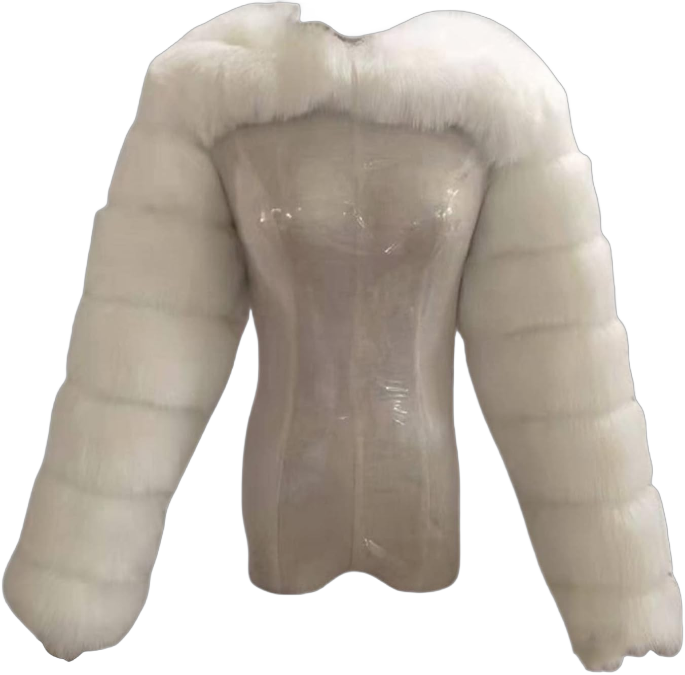 Fluffy Faux Fur Women's Scarlf Stole Shawl Shrug Wraps Mini Jacket Cover Up Outwear Tops with Sleeves White X-Large