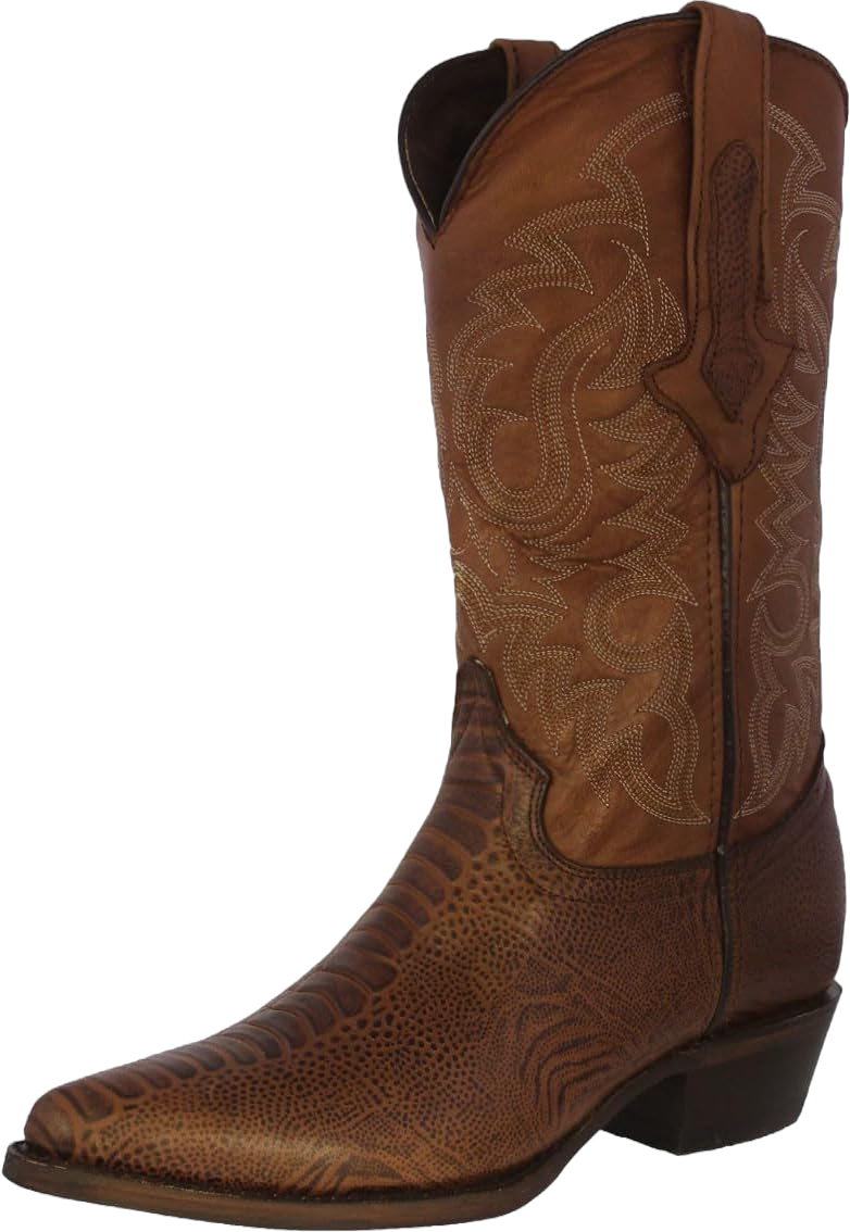 TEXAS LEGACY Mens Brown Western Leather Cowboy Boots Ostrich Leg Print J Toe 7.5 Brown