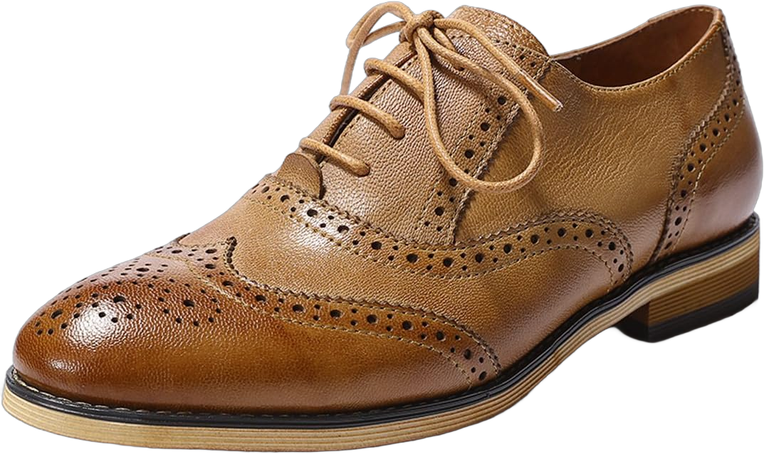 Mona flying Womens Vintage Wingtip Oxfords Ladies Lace up Leather Shoes 10 Brown